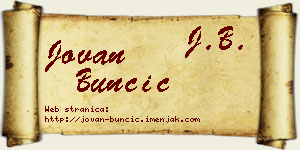 Jovan Bunčić vizit kartica